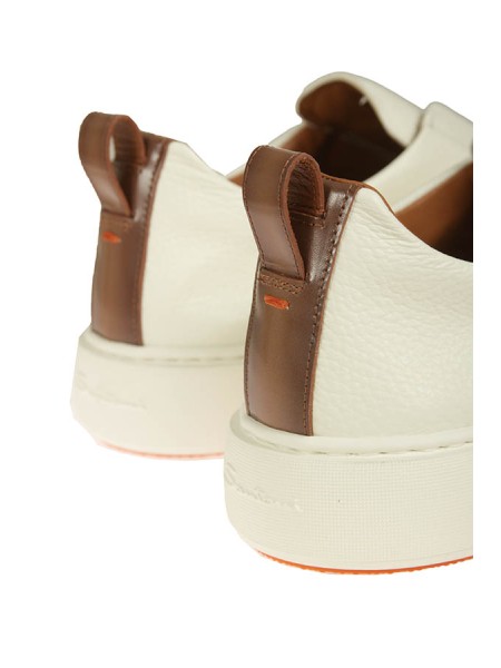 Sneaker Santoni Slip-On Bianco/Marrone